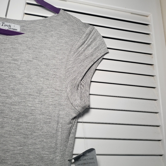 GREY Slip On Cap Sleeves Midi dress Velvet Torch M - Picture 8 of 9